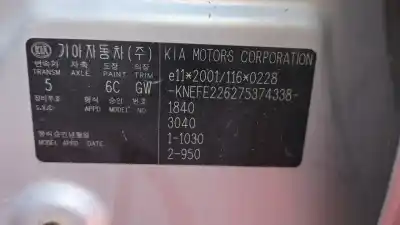 Veículo de Sucata kia cerato 1.6 crdi 84.6 kw do ano 2007 alimentado d4fb