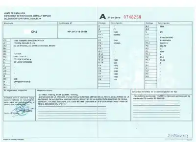 Veículo de Sucata toyota corolla (e12) 1.6 16v do ano 2005 alimentado 3zz-fe