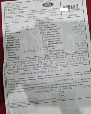 Veículo de Sucata ford fiesta (cb1) ghia do ano 2010 alimentado hhjc