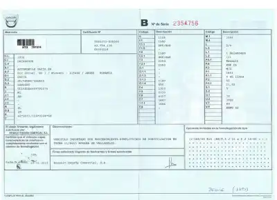 Veículo de Sucata dacia sandero ambiance do ano 2013 alimentado k9k 612