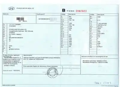 Scrapping Vehicle hyundai i10 classic of the year 2012 powered g4hg