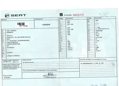 Scrapping Vehicle seat leon (1p1) reference of the year 2011 powered cayc