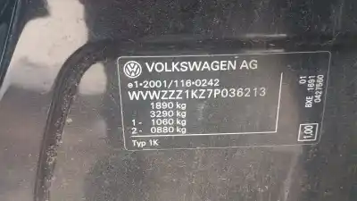 Утилизация автомобиля VOLKSWAGEN GOLF V BERLINA (1K1)  года 2007 питание BXE