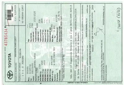 Veículo de Sucata toyota auris básico do ano 2009 alimentado 4zz