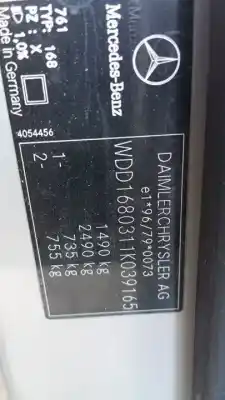 Утилизация автомобиля MERCEDES-BENZ CLASE A (W168)  года 2004 питание 166940