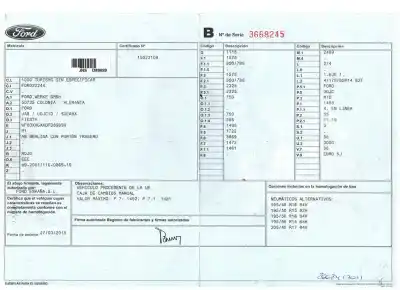 Veicolo di demolizione ford fiesta vi (cb1, ccn) 1.5 tdci dell'anno 2016 alimentato ugjc