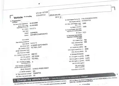 Утилизация автомобиля toyota yaris (ksp9/scp9/nlp9) básico года 2008 питание 1krfe