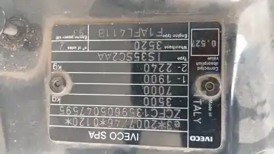 Здавання транспортного засобу iveco daily furgón fg h2 33 s ... v batalla 3520 року 2015 потужний f1afl411b*a