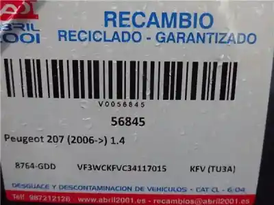 Veicolo di demolizione peugeot 207 1.4 dell'anno 2008 alimentato kfv (tu3a)