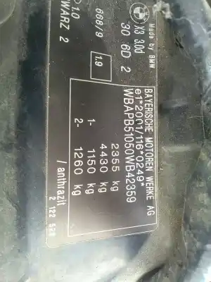 Veículo de Sucata bmw x3 (e83) 3.0 i xdrive do ano 2003 alimentado m57n2306d2