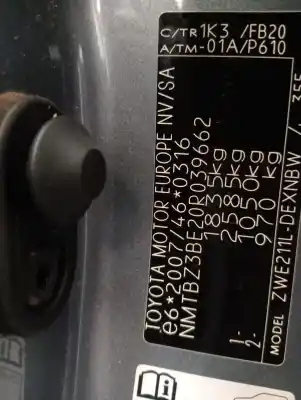 Scrapping Vehicle toyota corolla (e15) high 124 cv / 91 kw of the year 2008 powered 