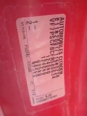 Veicolo di demolizione citroen c1 1.0 cat (cfb / 384f) dell'anno 2014 alimentato cfb / 1kr