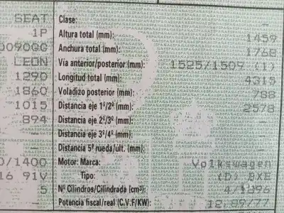 Veículo de Sucata seat leon (1p1) leon 1p1 do ano 2005 alimentado 