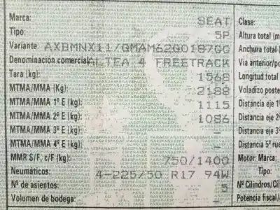 Vehicul casat seat altea (5p1) * al anului 2004 alimentat 
