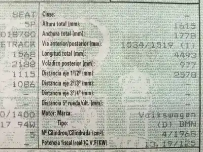 Vehicul casat seat altea (5p1) * al anului 2004 alimentat 