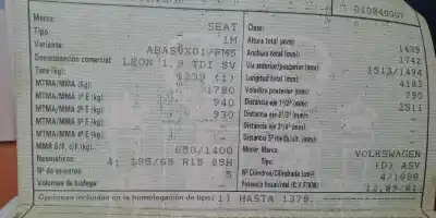 Veículo de Sucata seat leon (1m1) 1.9 tdi do ano 1999 alimentado asv