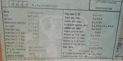 Scrapping Vehicle citroen c15 citroen c15 - 1.9 diesel of the year 1985 powered 161a