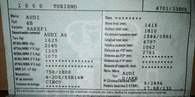 Vehicul casat audi a6 berlina (4b2) a6 4b al anului 1997 alimentat ake