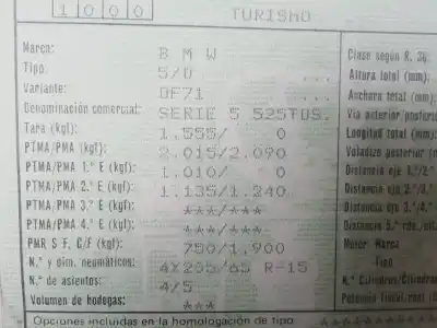 Veículo de Sucata bmw serie 5 berlina (e39) 25.6t.1 do ano 1995 alimentado 256t1