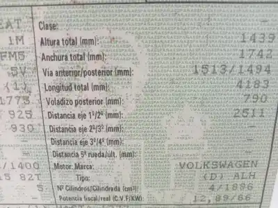 Scrapping Vehicle seat leon (1m1) 1.9 tdi of the year 1999 powered alh