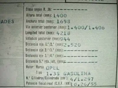 Verschrottungsfahrzeug opel kadett e 13s des jahres 1984 angetrieben 13s