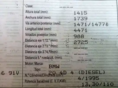 Veículo de Sucata bmw 3 (e46) 320 d do ano 2001 alimentado 204d4