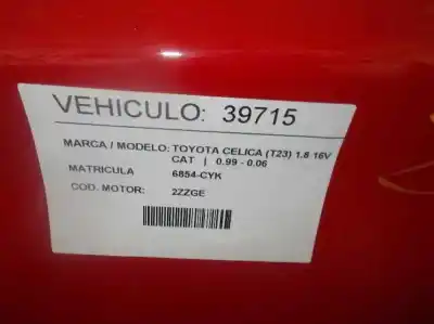 Veículo de Sucata toyota celica (t23) 1.8 16v cat do ano 2004 alimentado 2zzge