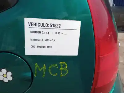 Veículo de Sucata citroen c3 (f desde 11/2001) 1.1 8v do ano 2003 alimentado hfx