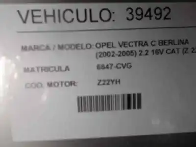 Verschrottungsfahrzeug opel vectra c berlina 2.2 16v cat (z 22 yh / lch) des jahres 2004 angetrieben z22yh
