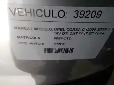 Scrapping Vehicle opel corsa c (x01) 1.7 dti (f08 f68) of the year 2004 powered y17dt