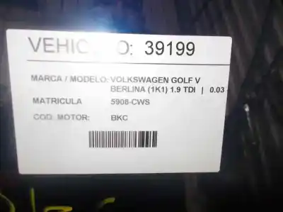 Veicolo di demolizione volkswagen golf v berlina (1k1) 1.9 tdi dell'anno 2004 alimentato bkc