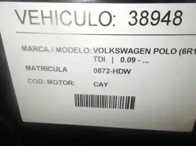 Veicolo di demolizione volkswagen                                         polo (6r1)                                                                                                                                                                                                                                                 1.6 tdi                                                                                                                                                                                                                                                    dell'anno 2011 alimentato cayb