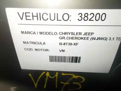 Veículo de Sucata chrysler jeep gr.cherokee (wj/wg) 3.1 td laredo do ano 2000 alimentado vm73
