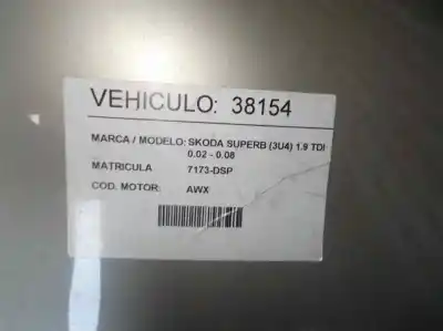 Утилизация автомобиля skoda superb i (3u4) 1.9 tdi года 2005 питание awx