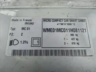 Sloopvoertuig smart cabrio cdi pulse van het jaar 2009 aangedreven d01