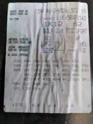 Scrapping Vehicle volkswagen golf v berlina (1k1) highline of the year 2004 powered bkd