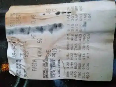 Утилизация автомобиля skoda fabia (6y2/6y3) spirit года 2007 питание bme