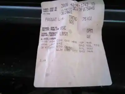 Vehicul casat volkswagen passat berlina (3c2) advance al anului 2006 alimentat bse