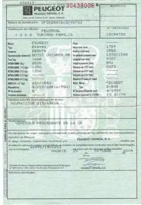 Scrapping Vehicle peugeot 807 sr pack of the year 2004 powered rht