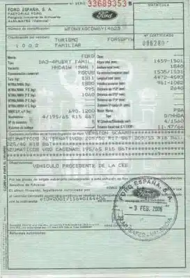 Scrapping Vehicle ford focus c-max (cap) trend (d) of the year 2006 powered hhda