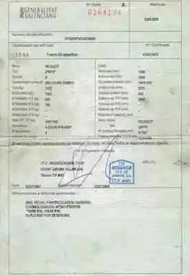 Veicolo di demolizione peugeot 206 cc cc dell'anno 2002 alimentato rfn