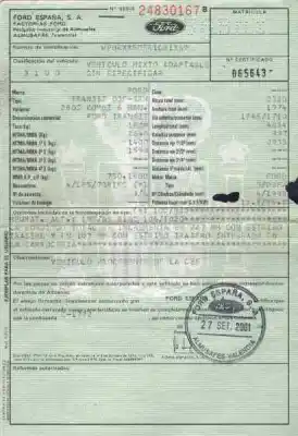 Veicolo di demolizione ford transit mod. 2000 combi ft 300 2.0 medio dell'anno 2001 alimentato d3fa