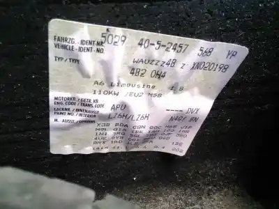 Scrapping Vehicle audi a6 berlina (4b2) 1.8 t of the year 1999 powered aeb