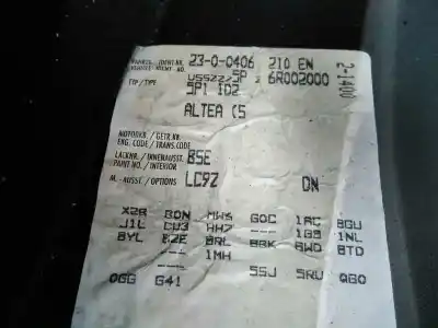 Vehicul casat seat altea (5p1) select al anului 2006 alimentat bse