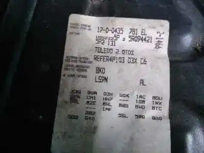 Véhicule à la ferraille seat toledo (5p2) stylance / style de l'année 2006 alimenté bkd