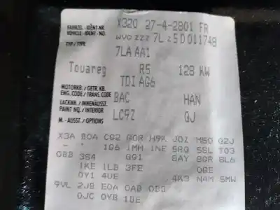 Здавання транспортного засобу volkswagen touareg (7la, 7l6, 7l7) 2.5 r5 tdi року 2004 потужний bac
