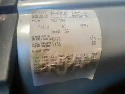 Scrapping Vehicle skoda fabia (5j2 ) style of the year 2010 powered cay / cayb