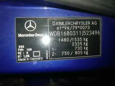 Утилизация автомобиля clase c clase a a 140 168.031.168.131 года 2001 питание m166940