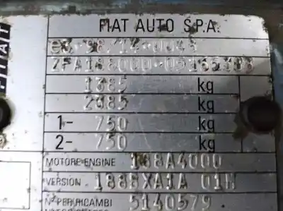 Veicolo di demolizione fiat                                               ii punto (188) berlina                                                                                                                                                                                                                                     188 a4.000                                                                                                                                                                                                                                                 dell'anno 1999 alimentato 