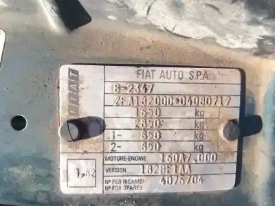 Sloopvoertuig fiat brava (182) 1.9 diesel cat van het jaar 1995 aangedreven 160a7000